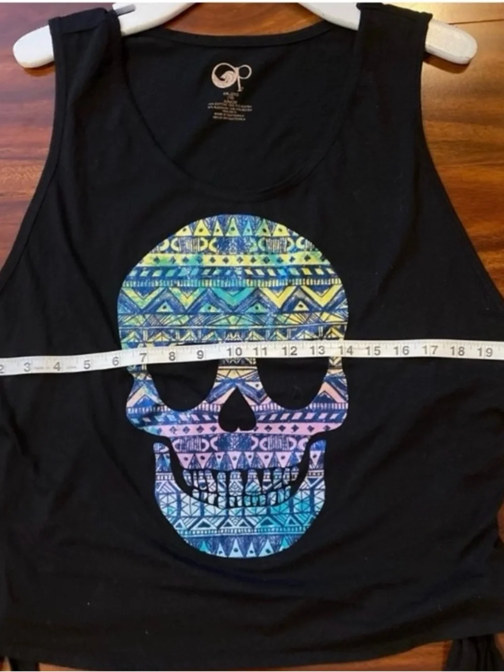 Gothic OP Black Junior Tank Top with pastel Skull  Print